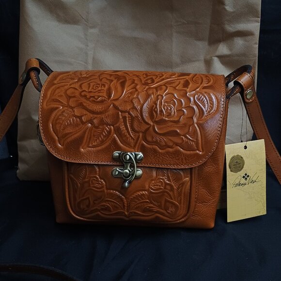 Patricia Nash 10-year Anniversary Rose Tooled Vintage Veg Tan Handbag - Picture 1 of 7